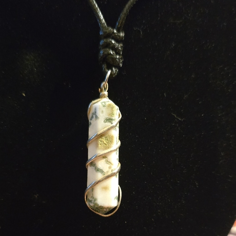 Silver Wire-Wrapped  Stone Necklace